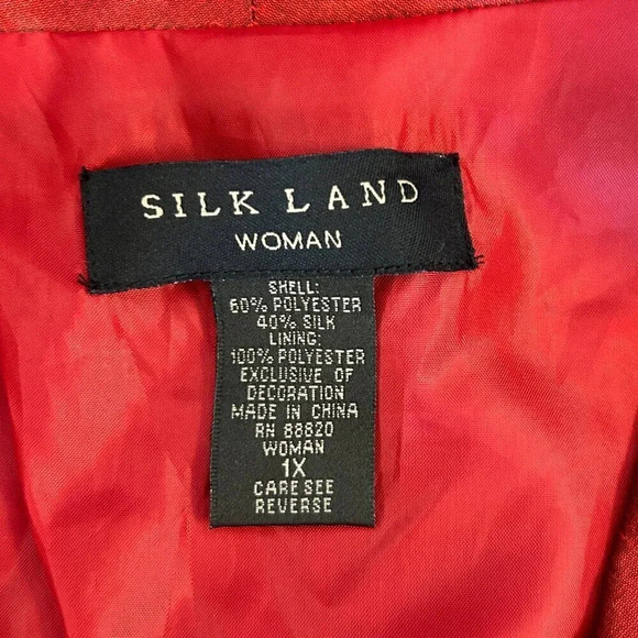 SilkLand Red  Silk Blend Black Embroidered Formal Jacket Size 1X - Picture 7 of 8